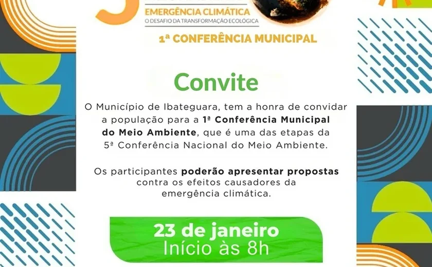 Ibateguara realizará 1ª Conferência Municipal do Meio Ambiente nesta quinta (23)