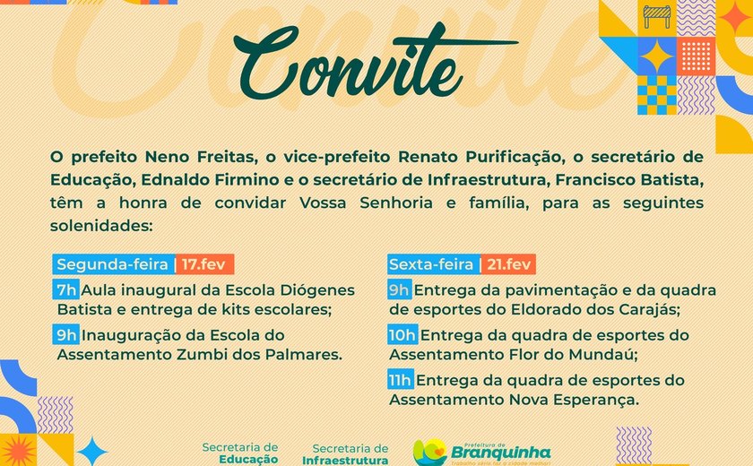 Prefeito Neno Freitas anuncia entrega de novas obras