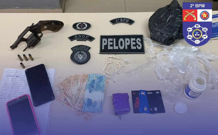 Homem é preso por porte de arma e drogas após denúncia em União dos Palmares