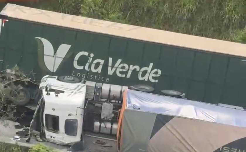 Carreta tomba na BR-101 próximo a Messias e carga de placas solares é saqueada