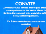 Prefeitura de Ibateguara convida população para prestigiar mais uma entrega do Minha Casa Nova
