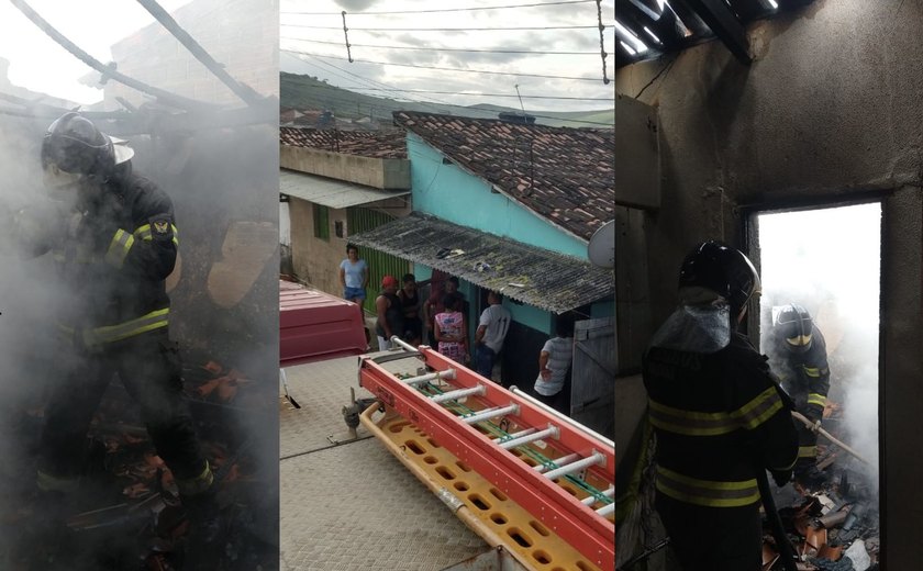 Incêndio em União dos Palmares deixa casa parcialmente destruída