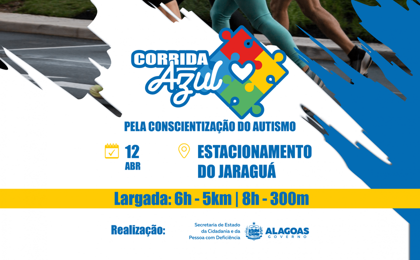 Governo de Alagoas promove a 1ª Corrida Azul pela conscientização do autismo neste sábado