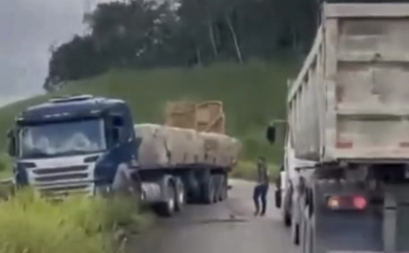 Motorista Perde Controle de Carreta na BR-101 Próximo a Messias-AL