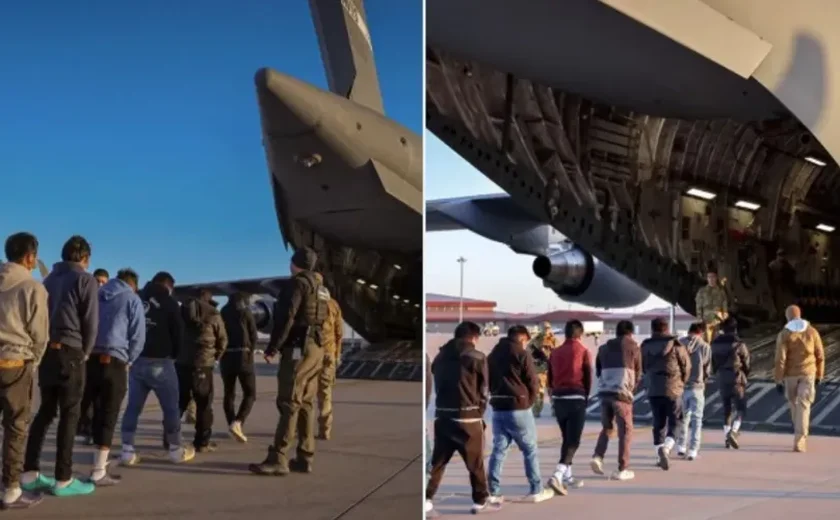 Imigrantes são deportados dos EUA usando aviões militares, diz secretária