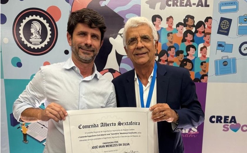 Iran Menezes recebe homenagem do CREA-AL por importantes serviços prestados ao Estado
