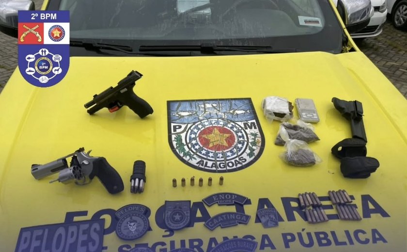 Polícia Militar apreende armas, drogas e prende dois suspeitos em operação em União dos Palmares