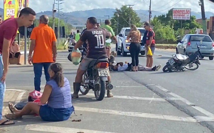 Acidente de moto na entrada de União dos Palmares deixa duas pessoas feridas