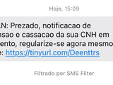 Golpe usa mensagens de texto para roubar dados de condutores em Alagoas, alerta Detran