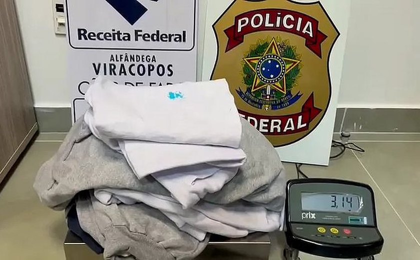 Homem é preso com 3 kg de cocaína diluída em roupas no aeroporto de Viracopos