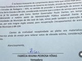 Fabrícia Veras solicita em documento ao DER início da obra que vai interligar o acesso à Usina Serra Grande com a BR-104.