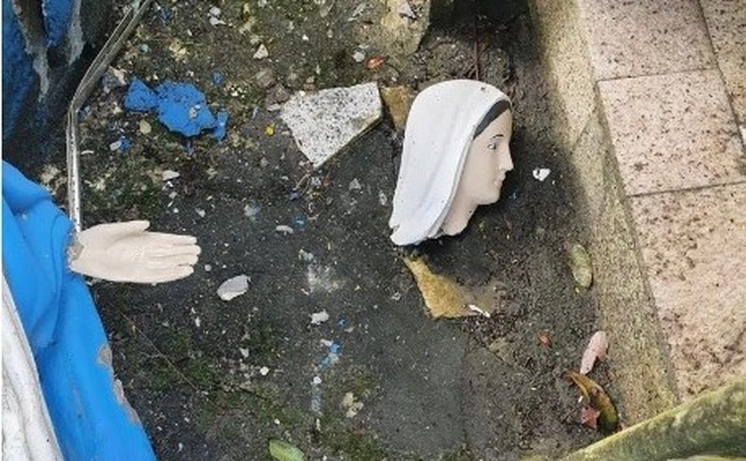 Imagem de Nossa Senhora é destruída em ato de vandalismo em Maceió