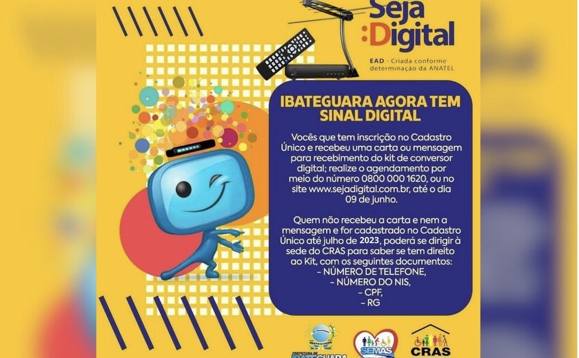 Prefeitura de Ibateguara entrega kit de conversor digital para à população