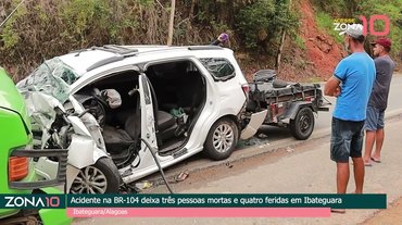 Acidente na BR-104 deixa três pessoas mortas e quatro feridas em Ibateguara