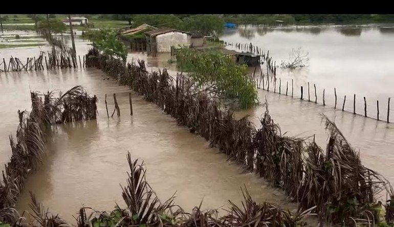 Cheia do Rio Camaragibe provoca alagamentos e atinge casas em Alagoas