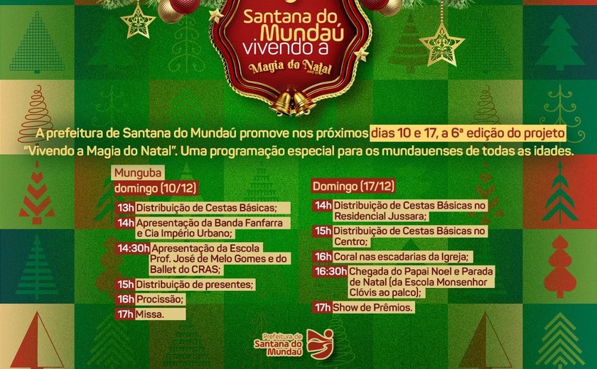 Prefeitura de Santana do Mundaú prepara 6ª edição do Vivendo a Magia do Natal