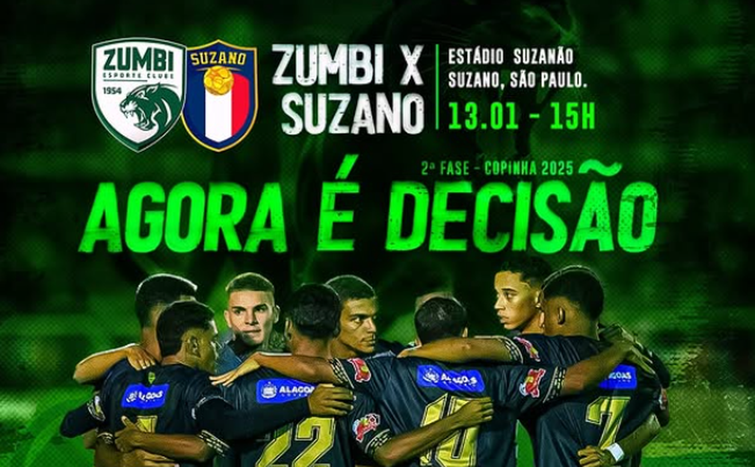 Zumbi enfrentará o Suzano na segunda fase da Copinha nesta segunda-feira (13)