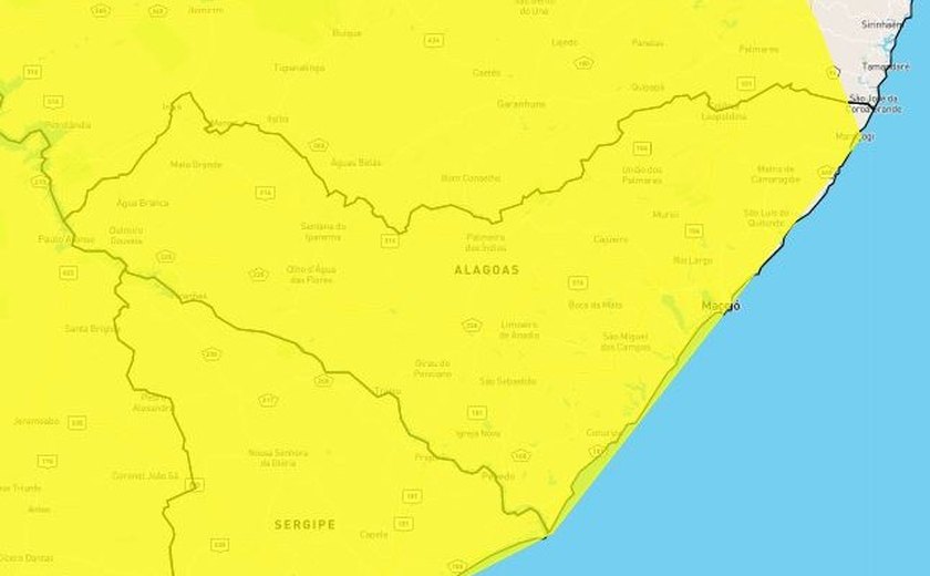 Chuvas em AL: INMET emite alerta de perigo potencial para todos os 102 municípios