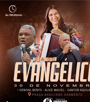 Prefeitura de União dos Palmares realiza Show do Dia do Evangélico nesta quinta-feira (30)