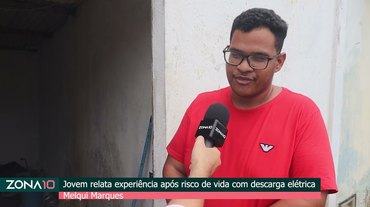 Jovem é socorrido por bombeiros após receber descarga elétrica em União dos Palmares.