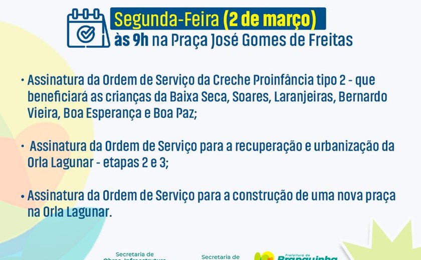 Prefeito de Branquinha assina ordem de serviço para construção de novos espaços