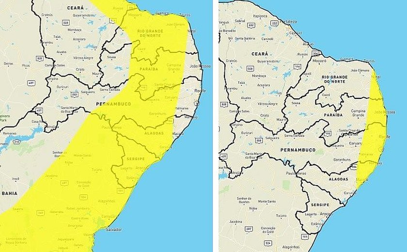 Inmet segue com alerta de chuvas intensas para regiões de Alagoas