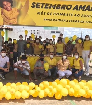 Branquinha a favor da vida: Saúde municipal realiza ação em alusão ao setembro amarelo