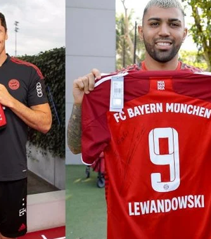 Futebol “Craque conhece craque”: Gabigol e Lewandowski trocam camisas