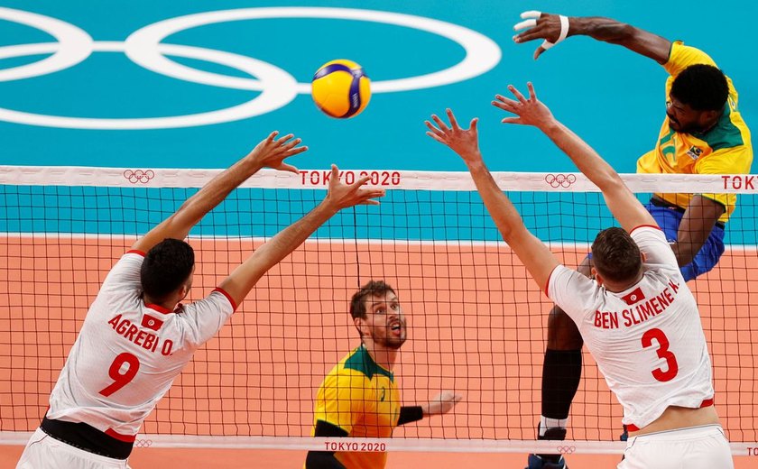 Olimpíada: Brasil passa pela Tunísia na estreia do vôlei masculino