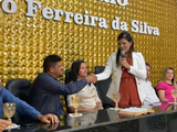 Prefeita Marcela Gomes prestigia solenidade de posse da nova diretoria do Fapen de Novo Lino