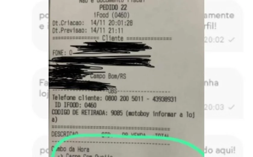 Cliente reclama de “motoboy negro” em pedido no RS: “Mande um branco”