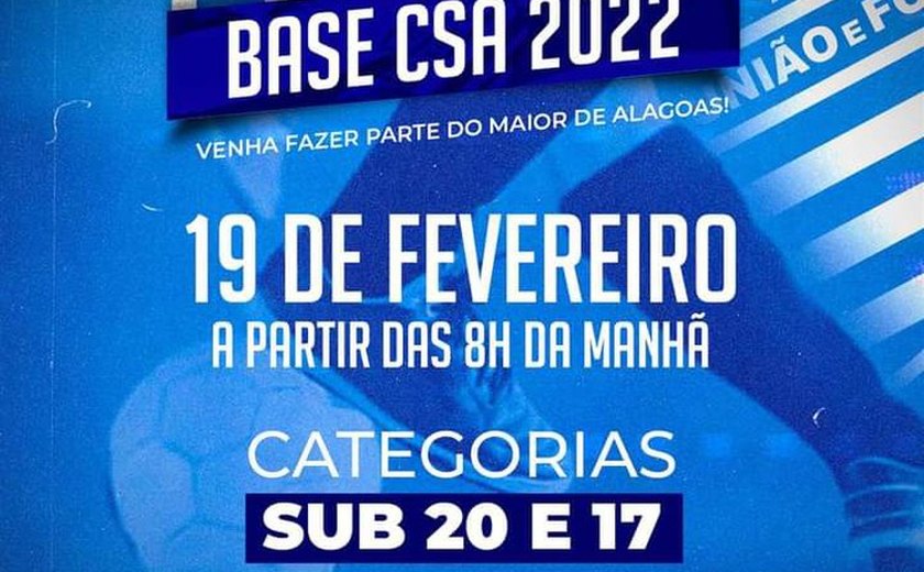 Voltando a valorizar as divisões de base, CSA realiza peneira neste sábado