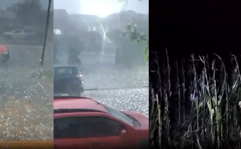 Tempestade de granizo destrói carros e telhados em Mato Grosso do Sul
