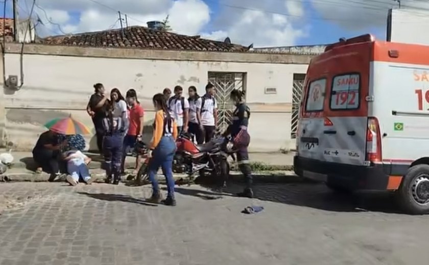 Estudante é atropelada por motocicleta a caminho da escola em Arapiraca