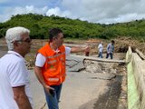 Prefeito de Branquinha recebe equipe do DER para vistoriar pontes afetadas pela enchente