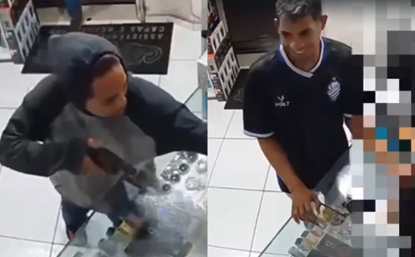 Criminosos assaltam duas lojas em seis minutos, em Maceió; uma das vítimas ficou trancada