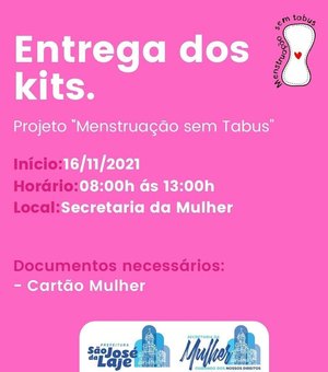 Prefeitura de São José da Laje e Secretaria da Mulher farão a entrega de kits para mulheres