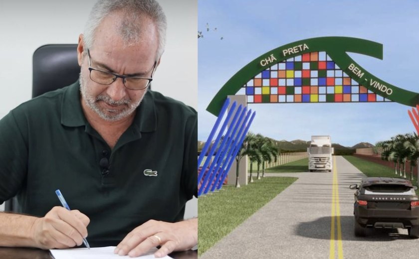 Prefeito Maurício Holanda Assina Ordem de Serviço do novo portal de entrada da cidade de Chã Preta