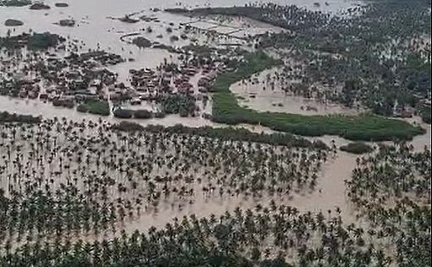 Defesa Civil Nacional sobrevoa cidades alagoanas atingidas por chuvas intensas