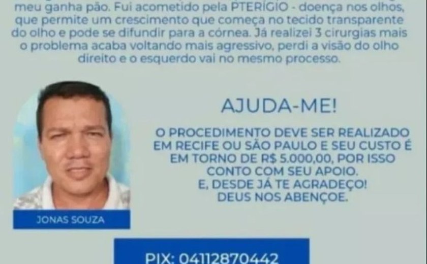 Homem faz apelo por ajuda para tratar doença que pode deixá-lo cego; veja como ajudar!