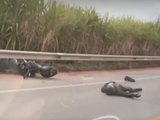 Acidente na BR-424 deixa motociclista ferido; motorista de caçamba foge sem prestar socorro