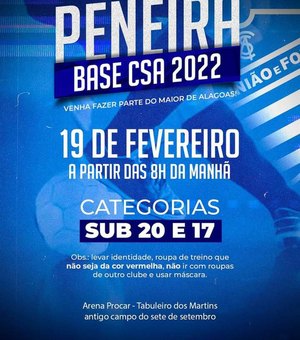 Voltando a valorizar as divisões de base, CSA realiza peneira neste sábado