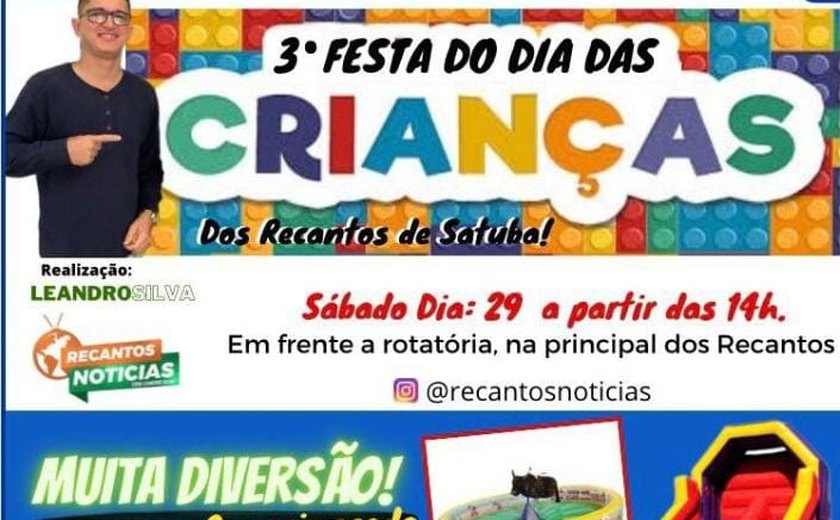 Projeto social levará diversão para crianças de Satuba em festa beneficente