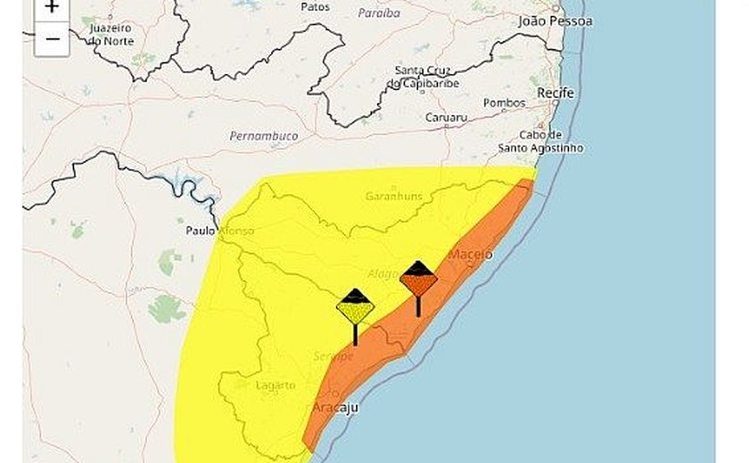 Tempo chuvoso: estado de Alagoas está sob alertas do Inmet para as próximas 24h