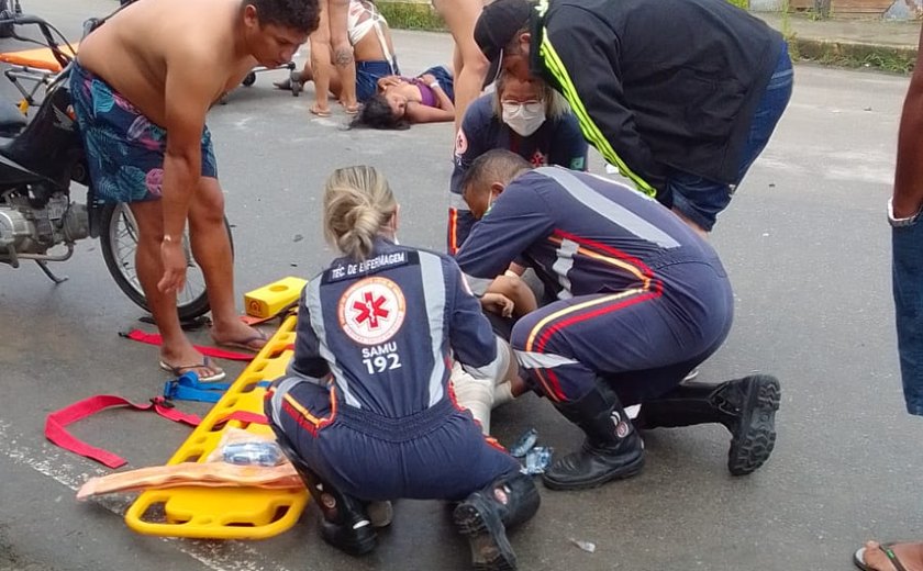 Colisão entre motos deixa duas pessoas feridas no Centro de União dos Palmares