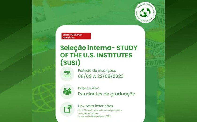 Ifal lança edital de pré-seleção para programa acadêmico nos EUA
