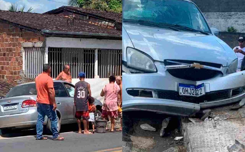 Motorista perde controle e bate veículo em calçada de residência em União dos Palmares