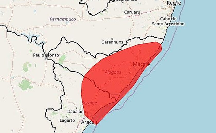 Alerta vermelho: Inmet divulga aviso de acumulado de chuva de 'grande perigo' para Alagoas