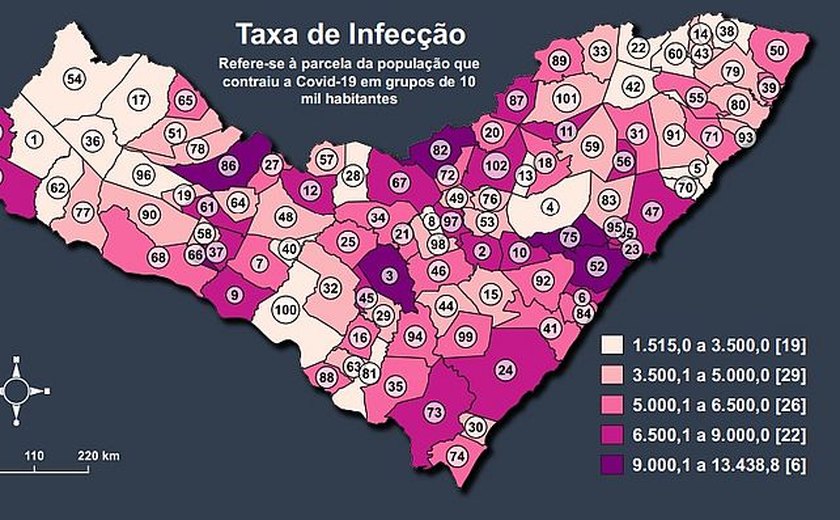 Covid: 94 dos 102 municípios de AL não registraram aumento de novos casos, aponta relatório