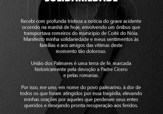 Prefeito Junior Menezes lamenta acidente com romeiros de Coité do Nóia